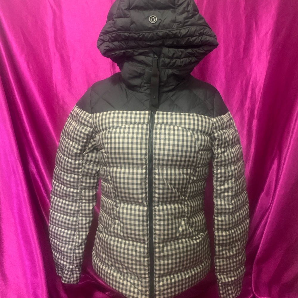 lululemon athletica Black and White Gingham Puffer Jacket